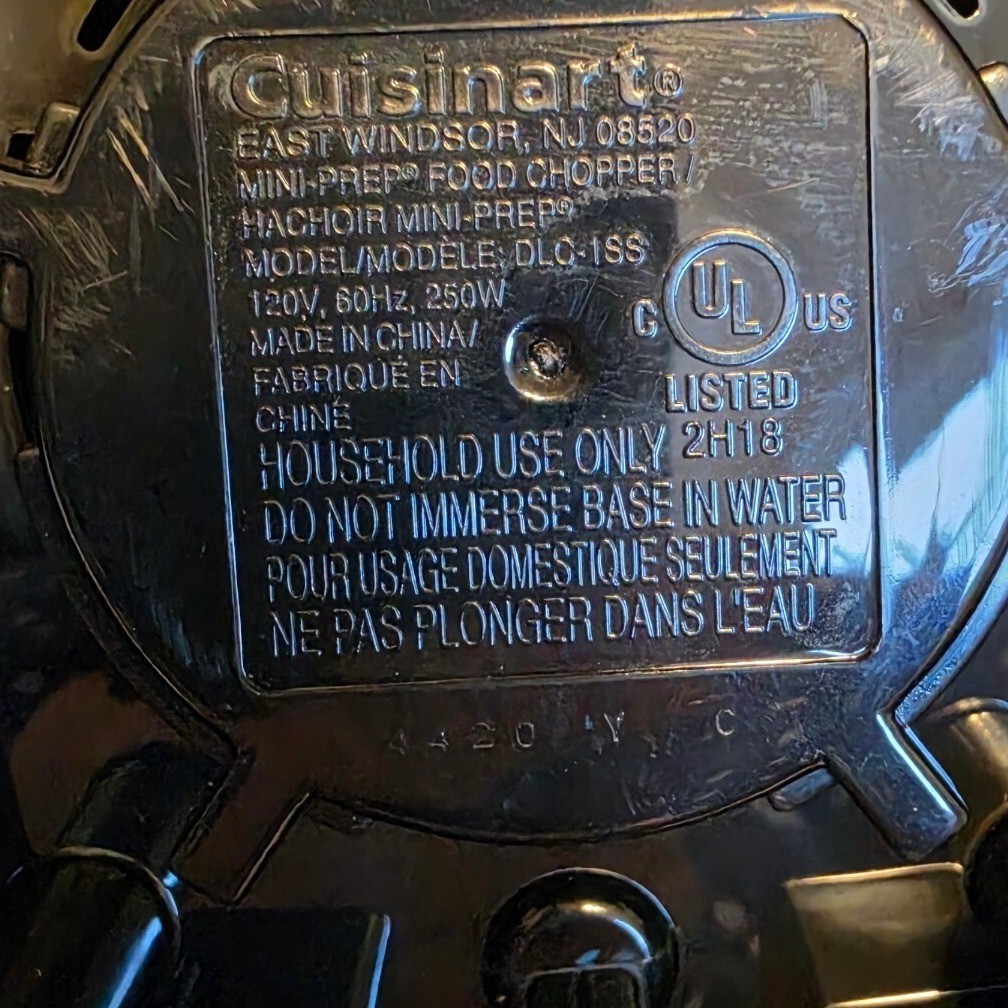 Cuisinart Mini-Prep Food Chopper DLC-1SS Brushed Stainless Steel 250W 21oz Bowl