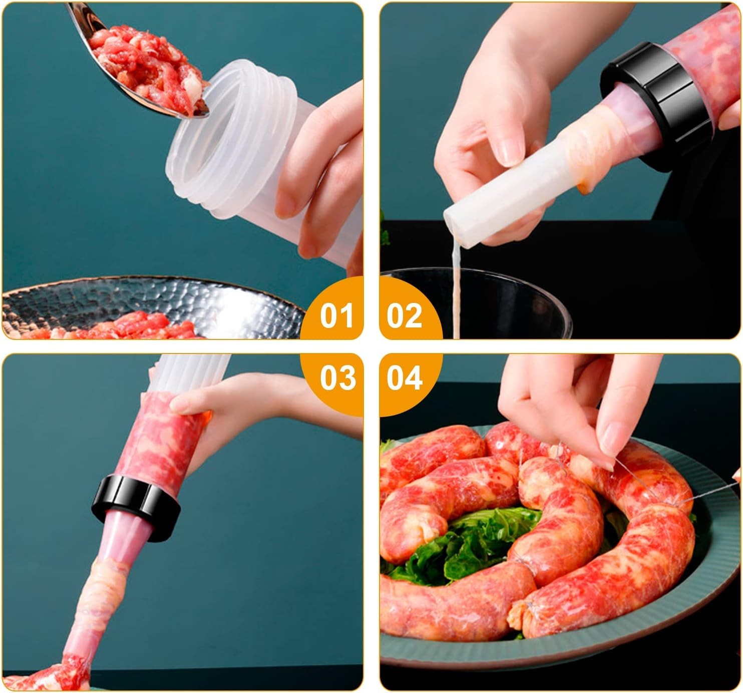 Homemade Sausage Maker Kitchen Stuffer Tool Manual Meat Filling…