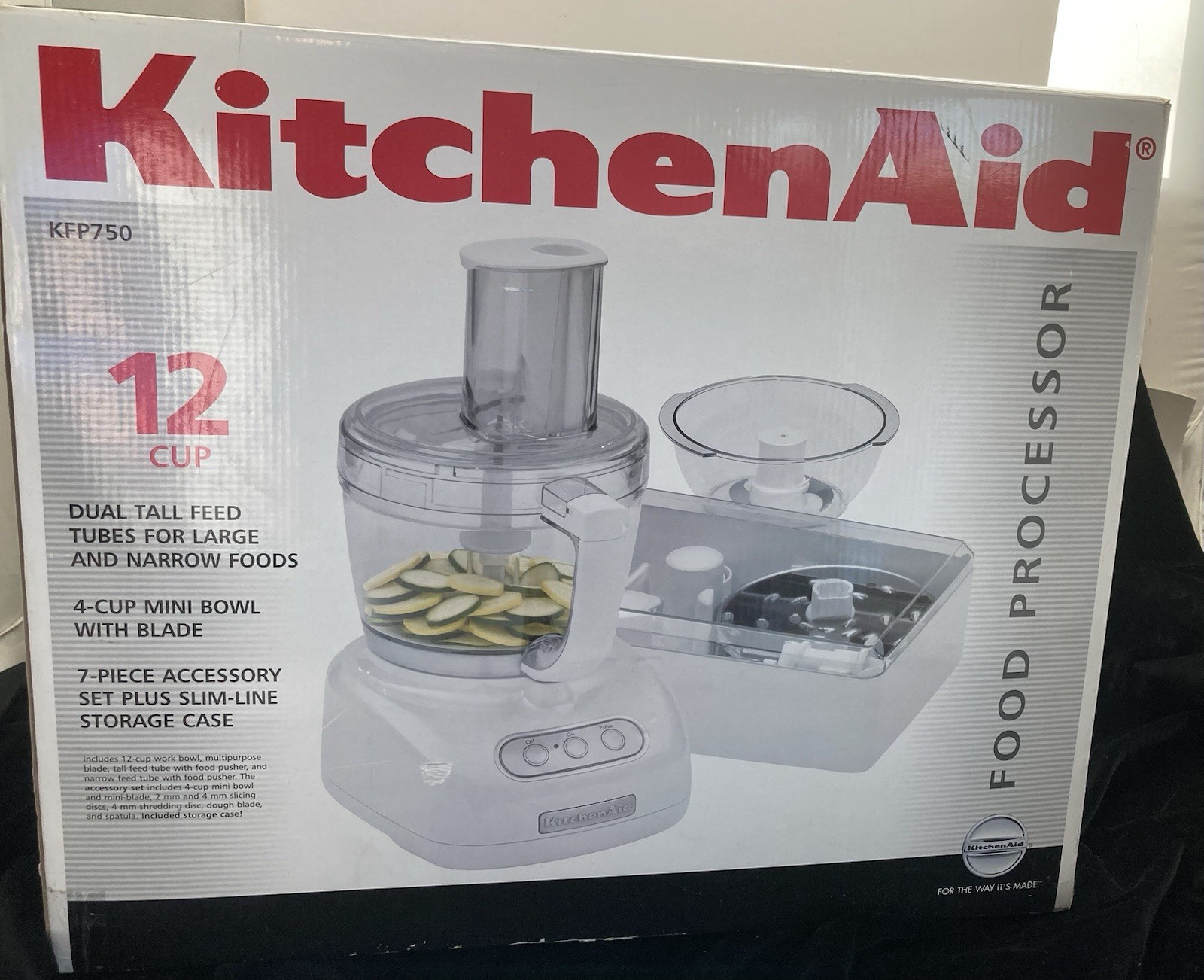 KitchenAid 12 Cup Food Processor White KFP750 Attachments 700W Original Box
