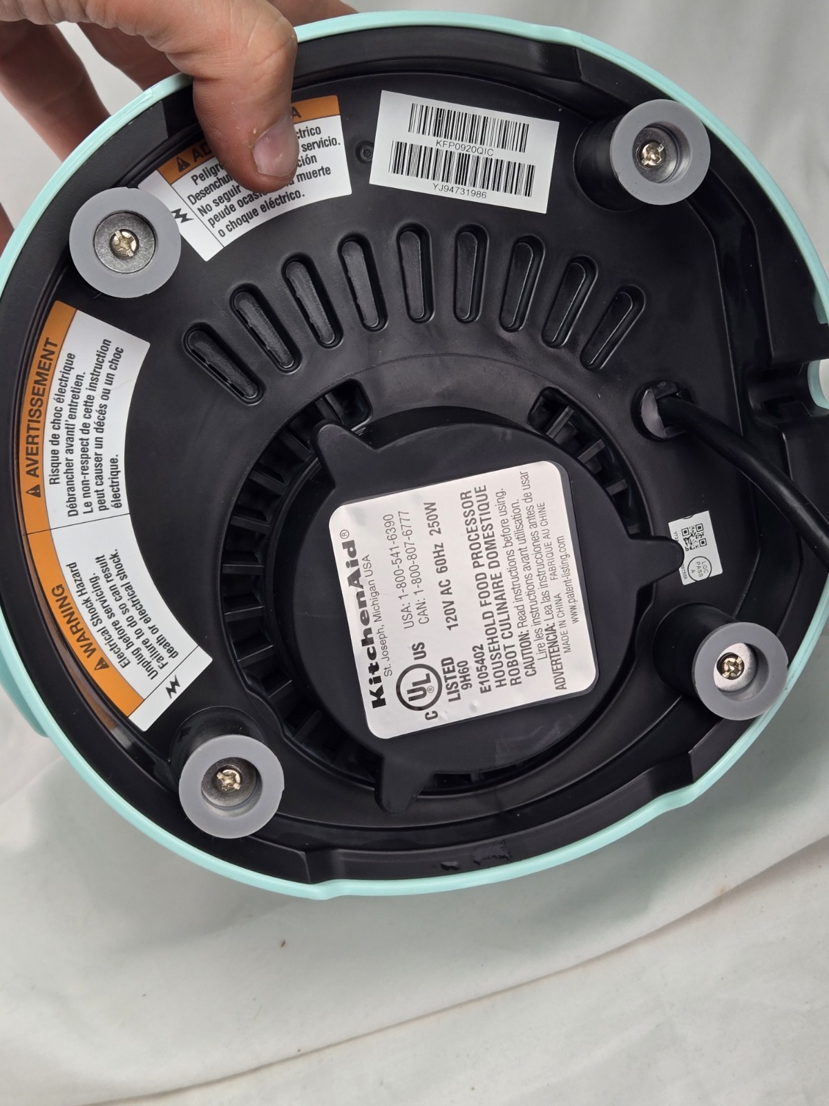 KitchenAid KFP092QIC Cup Food Processor Base Aqua Sky blue