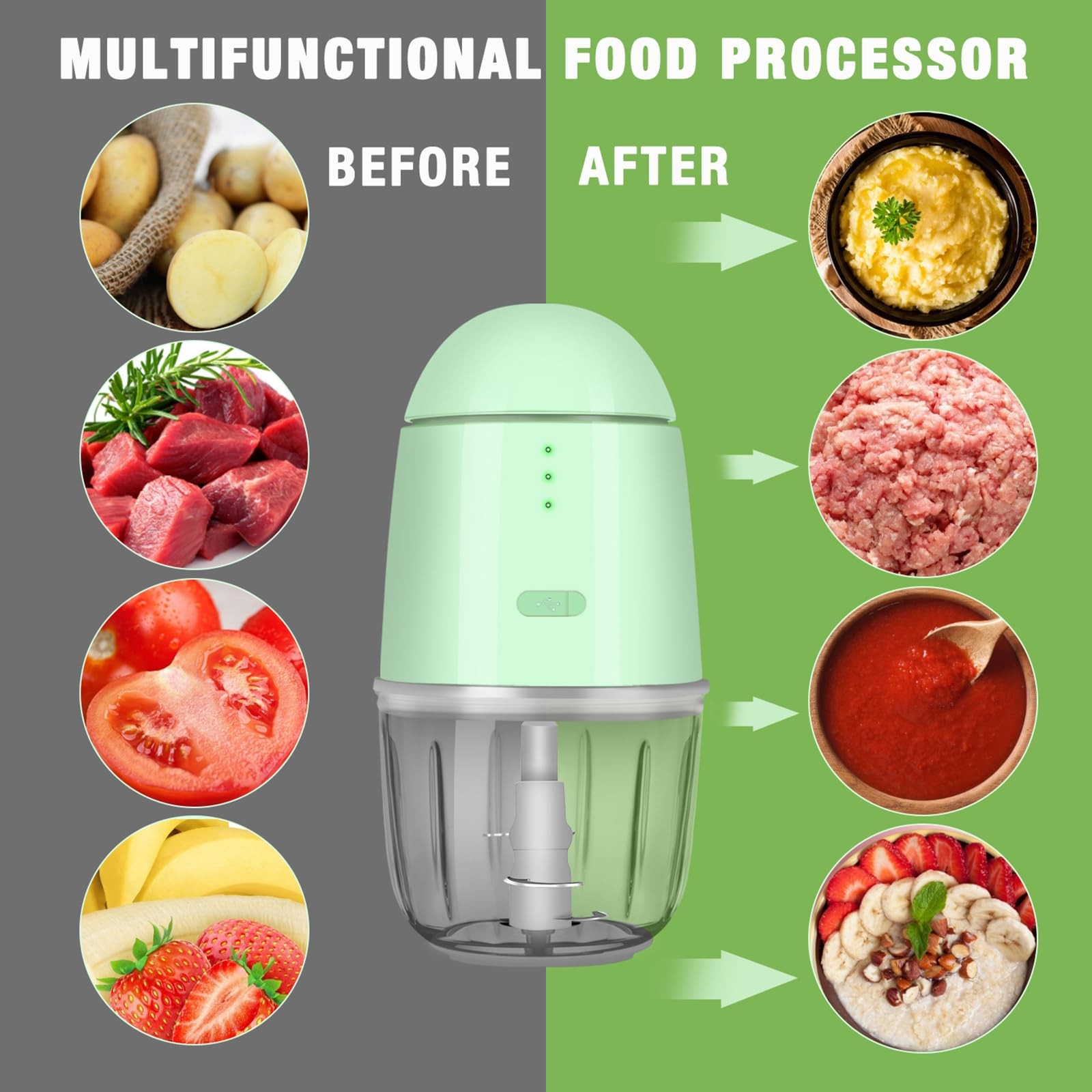 Food Processor – Cordless Mini Food Processor & Portable Small Food Chopper f…