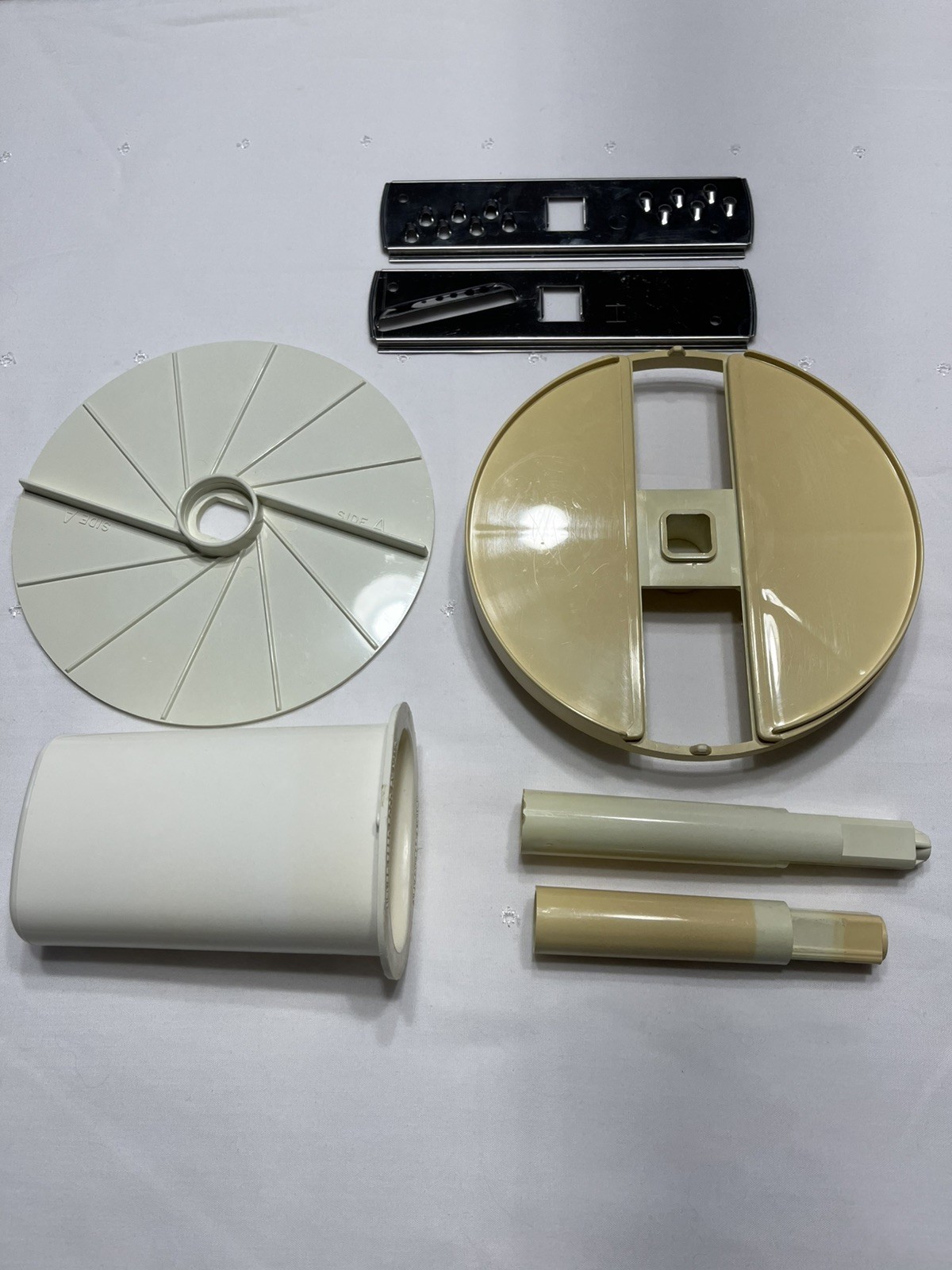 Regal Model K Food Processor Parts Lot Blade Discs Adapter Stems Food Pusher