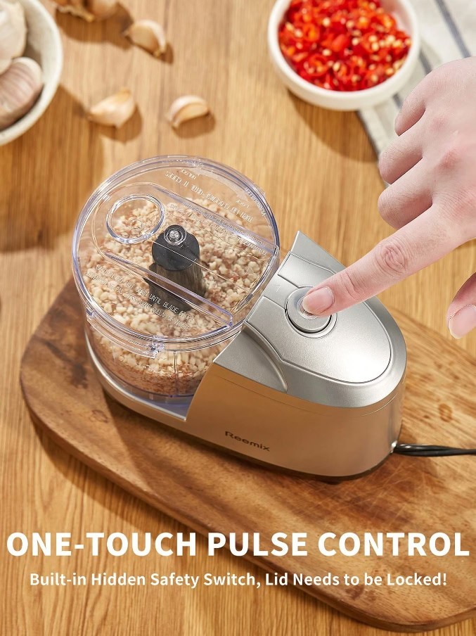 1.5 Cup Mini Food Processor 100W Electric Chopper Meat Grinder Stainless Blade