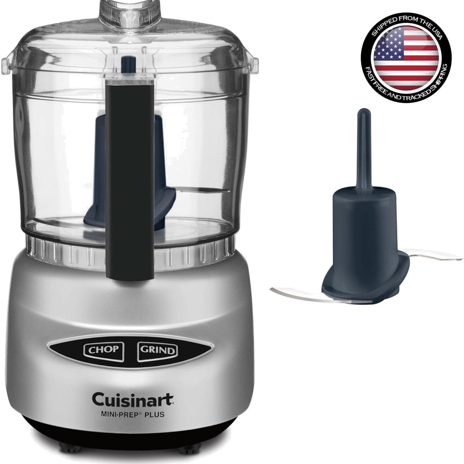 Compact Brushed Chrome Mini-Prep Plus Food Processor – Chops, Grinds, Emulsifies