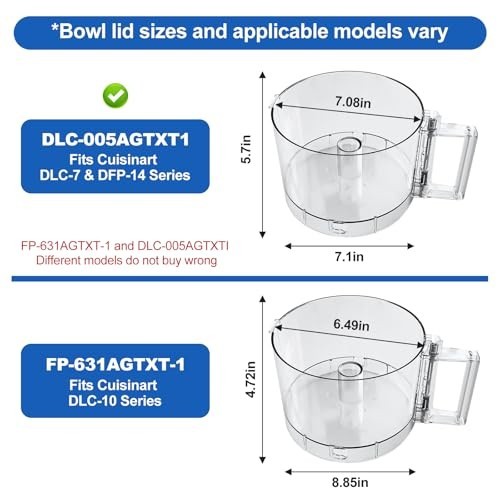 14-Cup Food Processor Bowl Compatible with DFP-14 Series, 4 Locking Clips