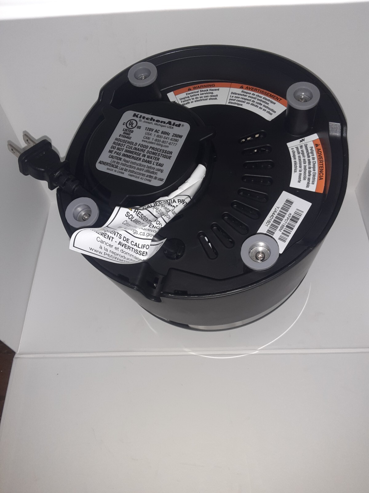 KitchenAid Food Processor Black Base Motor E105402 Model KFP0718 Tested Works