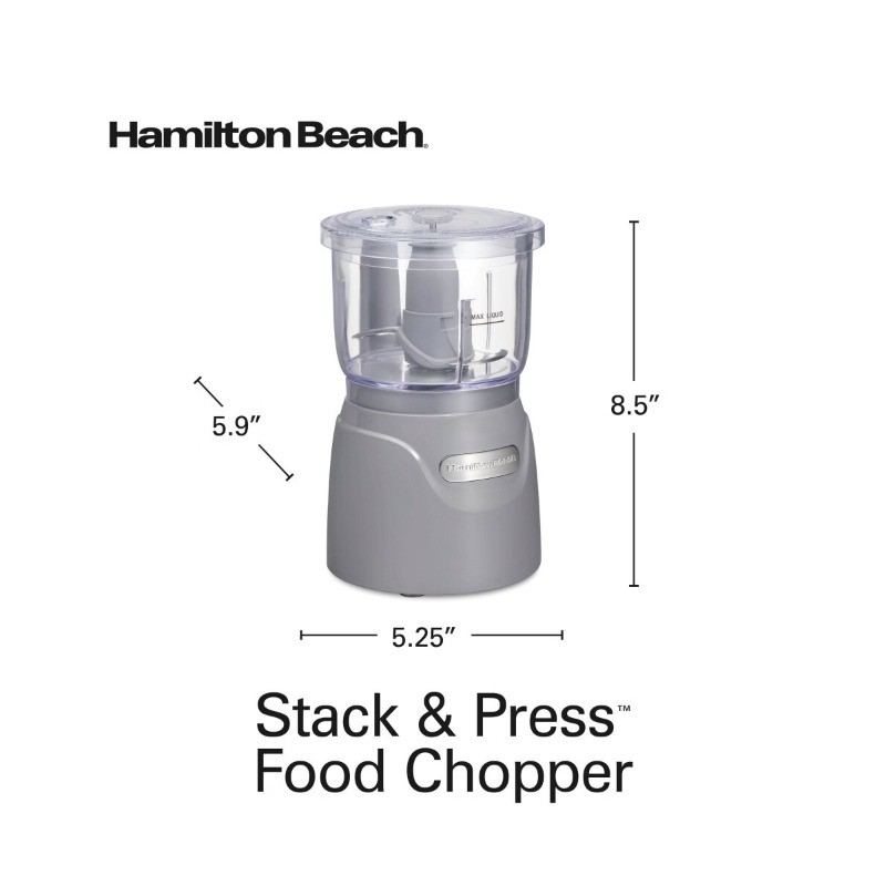 3-Cup Stack & Press Food Chopper Gray – 72740: Compact Vegetable Processor