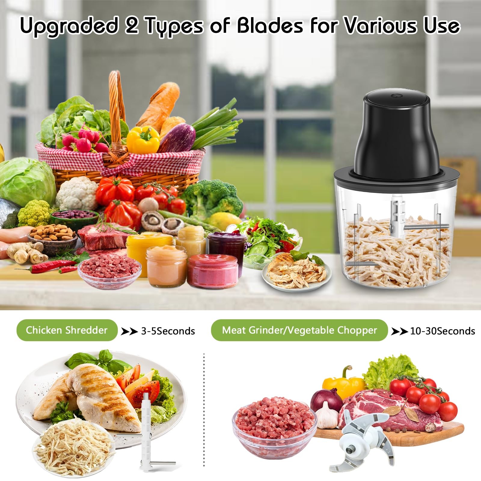 Electric Chicken Shredder, 2 in 1 Food Processor for Meat Grinder/Chicken Bre…