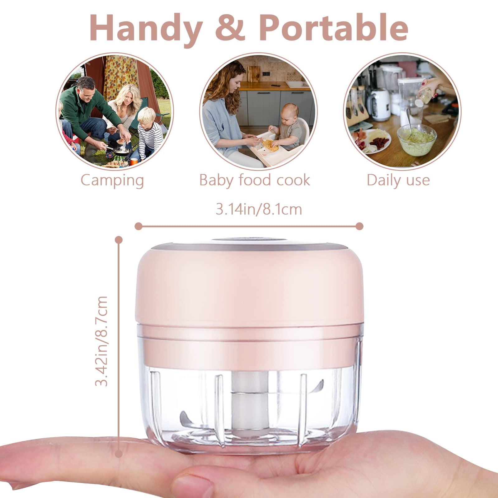 Electric Mini Garlic Mincer 100ML USB Rechargeable Vegetable Onion Chopper
