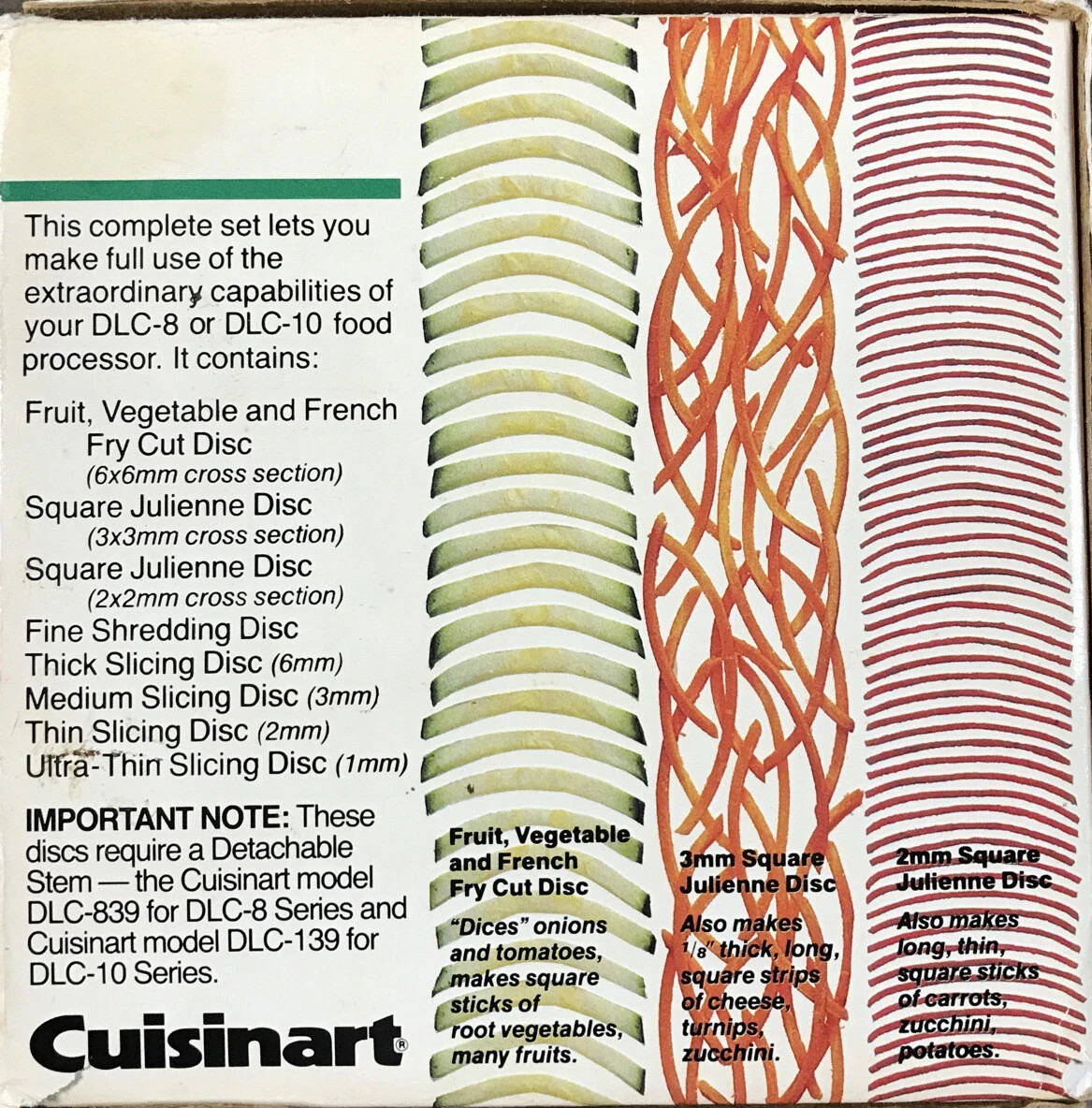 Vintage CUISINART Complete DLC-8 / DLC-10 Disc Set Food Processor 8 Blades