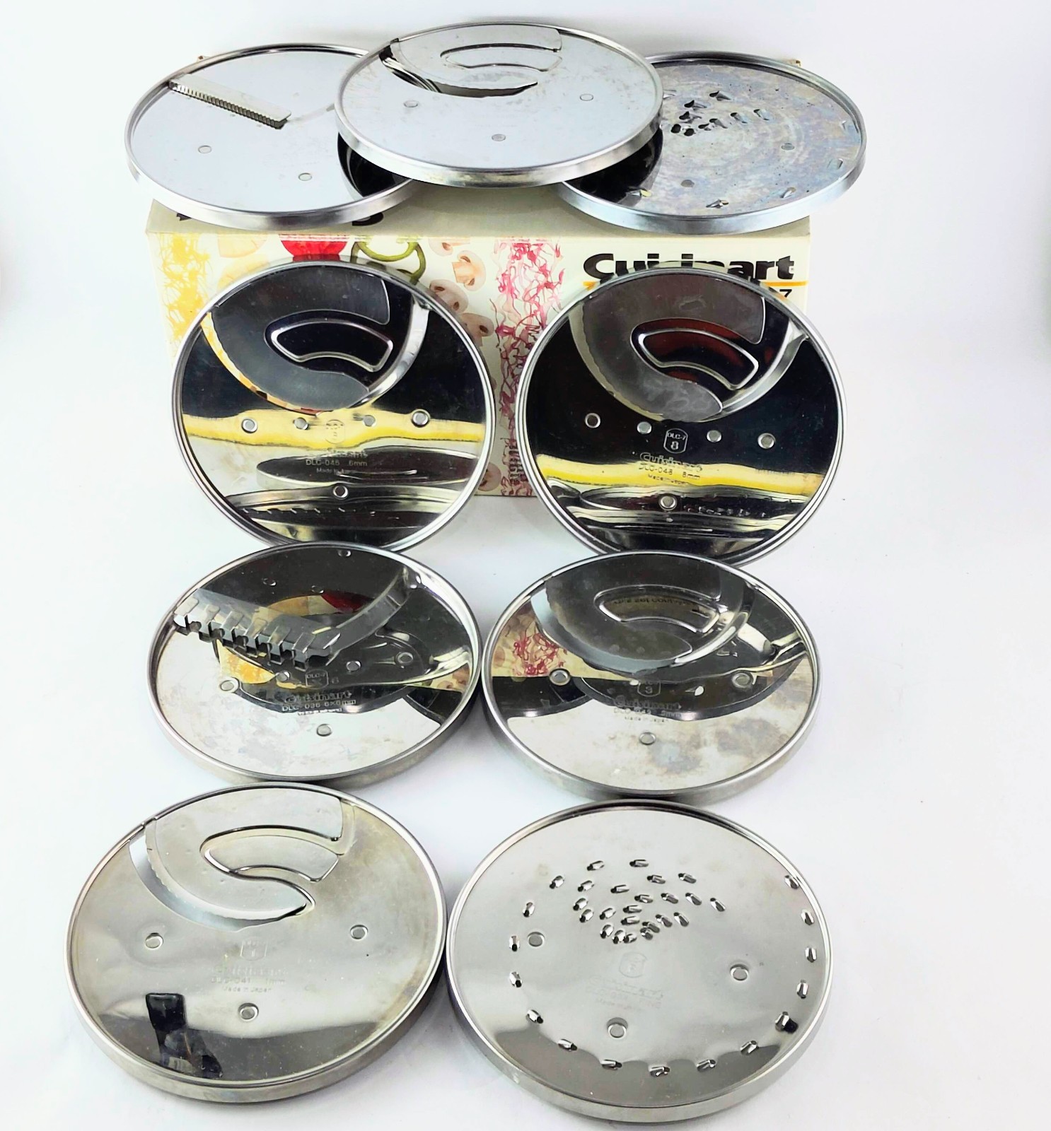 Cuisinart DLC-7 Complete 9 Disc Set DLC-070 in Box for Vtg Food Processor Japan