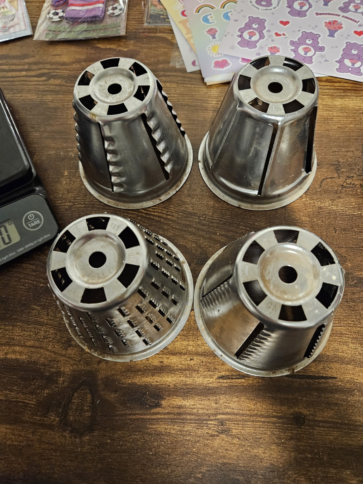 Vtg Saladmaster? Food Processor Grater Slicer Shredder 4 Replacement Cones