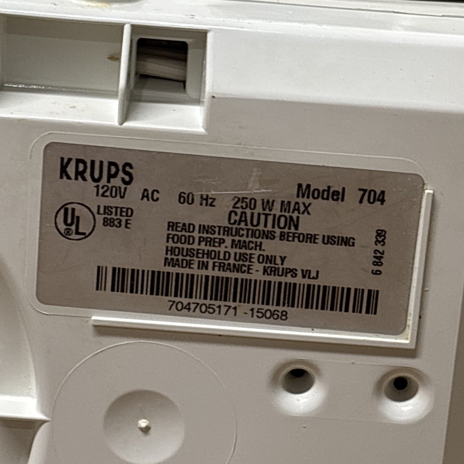 KRUPS Type 704 Food Processor Replacement Motor Base Master Pro Plus