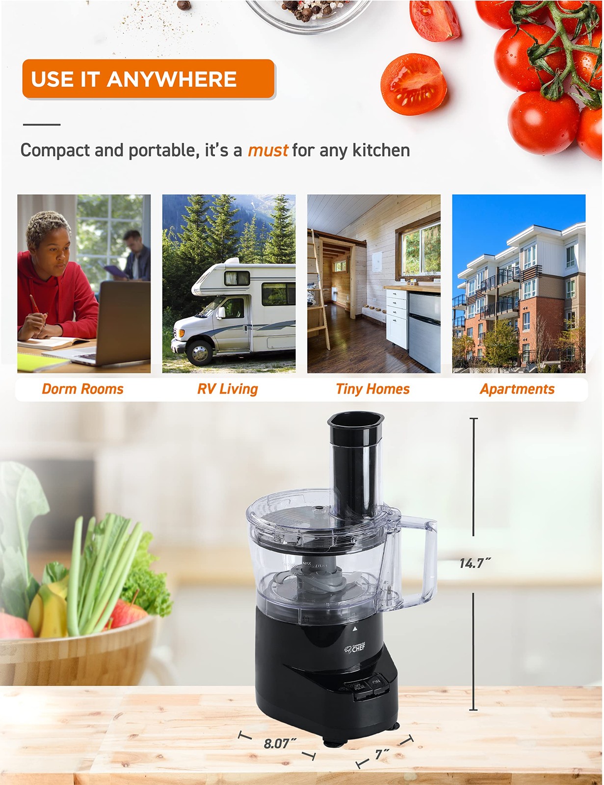 Commercial CHEF CHFP4MB 4-Cup Food Processor