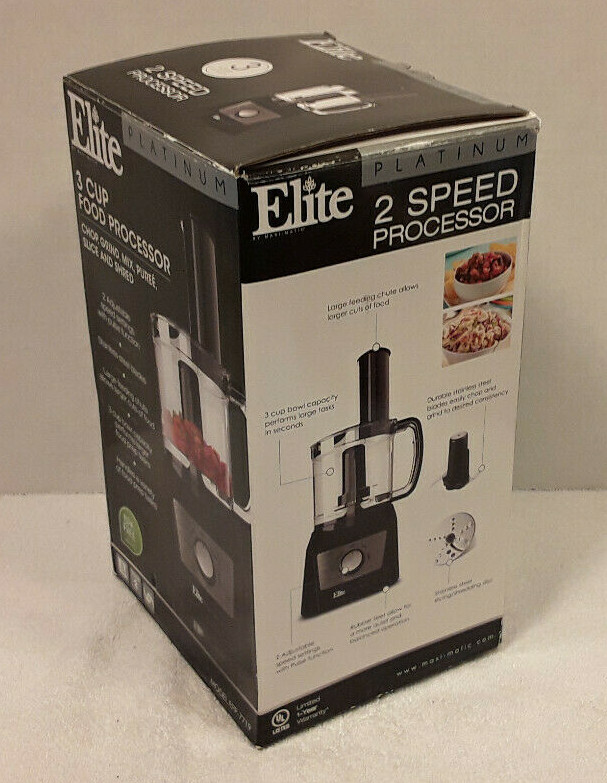 Elite Food Processor 3 Cup Compact Black Stainless Blades Model EFP-7719
