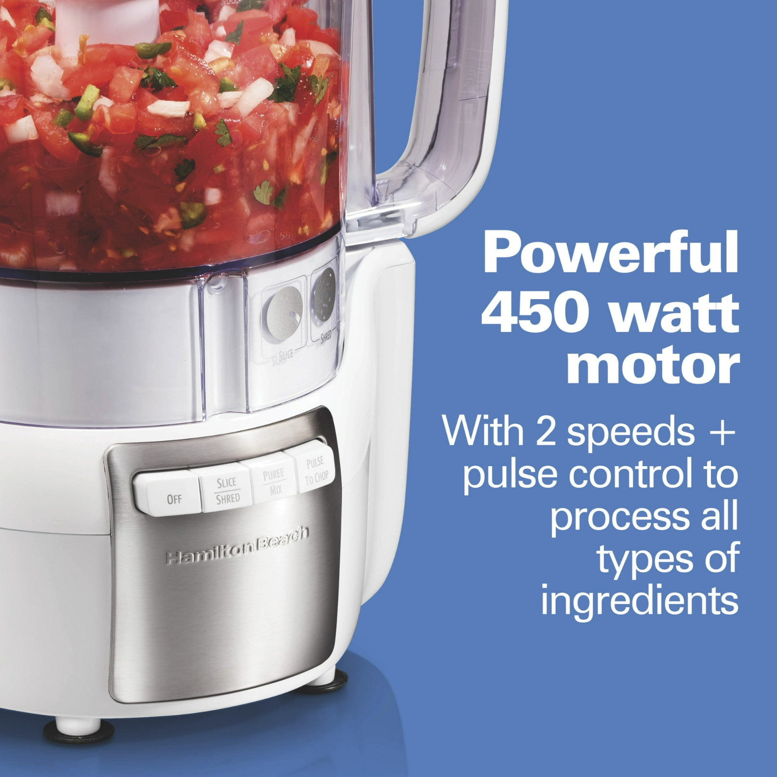 Hamilton Beach 12 Cup Food Processor and Chopper with Stack & Snap Design, White