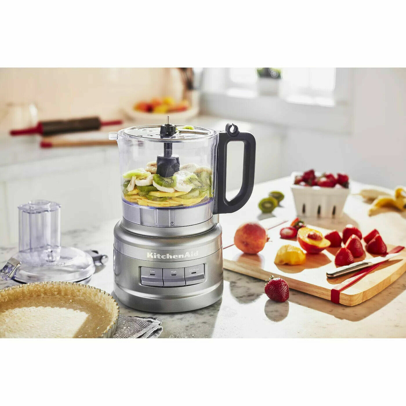KitchenAid 7 Cup 3 Speed Food Processor and Veggie Chopper, Silver (Open Box)