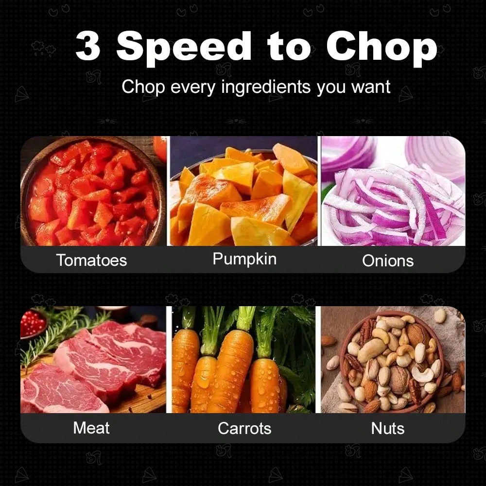 8 Cup Electric Food Chopper with 2 Bowls 2 Blades, Multifunctional Meat Grinder
