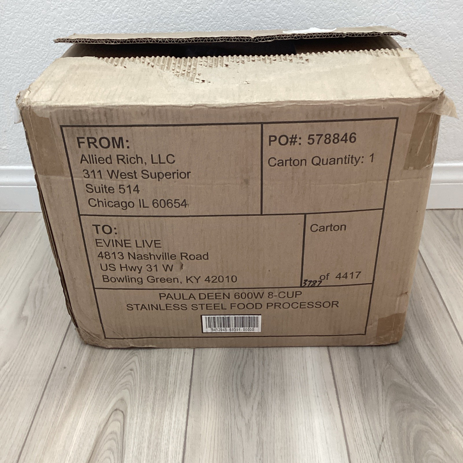 Paula Deen 600W 8-Cup Stainless Steel Food Processor Savannah Blue New Open Box
