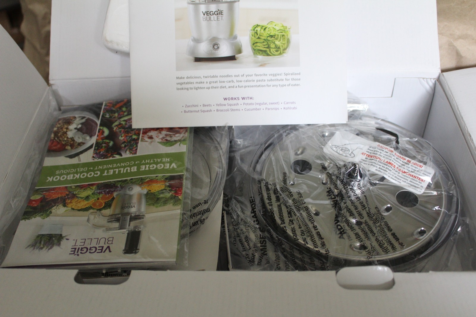 Veggie Bullet 3-in-1 Food Processor Slice Shred Spiralize VBR-1001 New Open Box