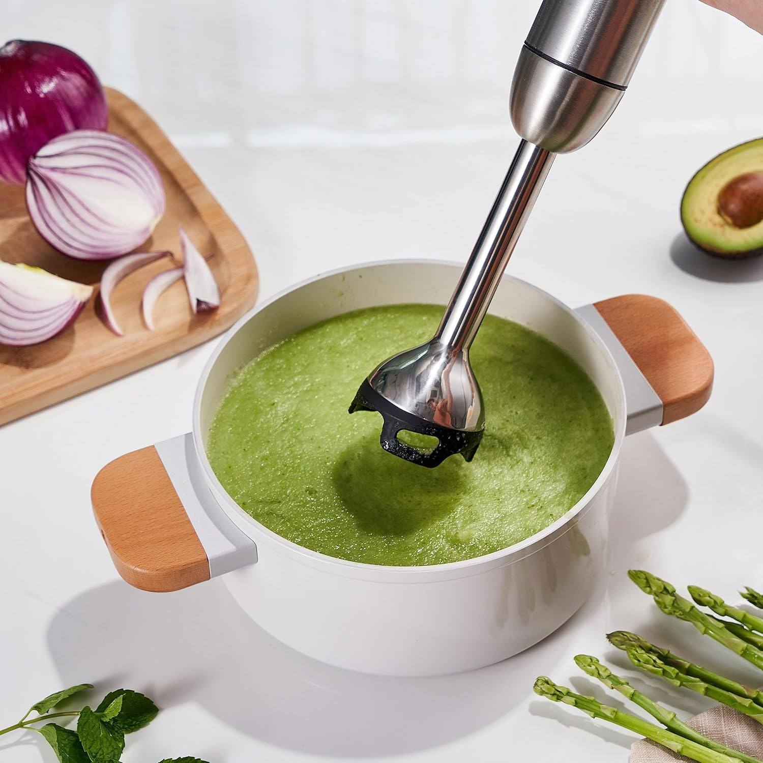 X5 Pro Stainless Steel Handheld Food Processor – 5 Blades & 16 Speeds