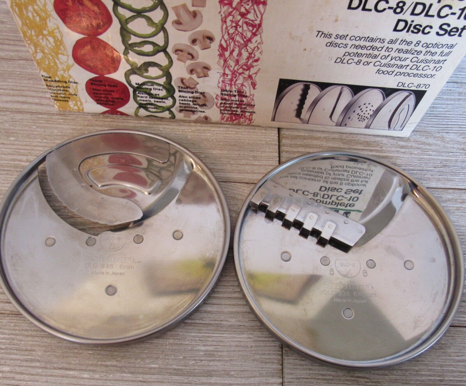 Vintage Cuisinart Complete DLC-8 / DLC-10 Disc Set Food Processor 8 Blades