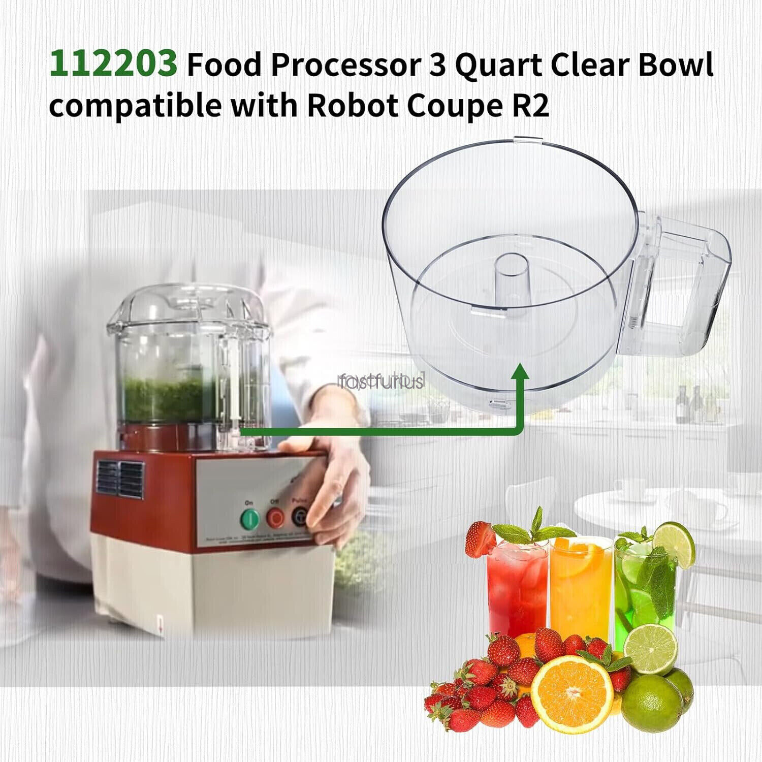 112203 R2N Food Processor 3 Quart Clear Bowl Compatible with Robot Coupe