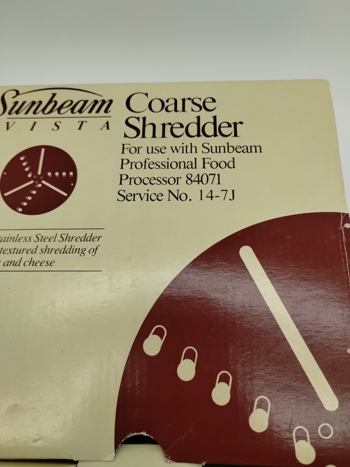 Sunbeam Vista Coarse Shredder Blade #94930 For Food Processor 84071 Stainless