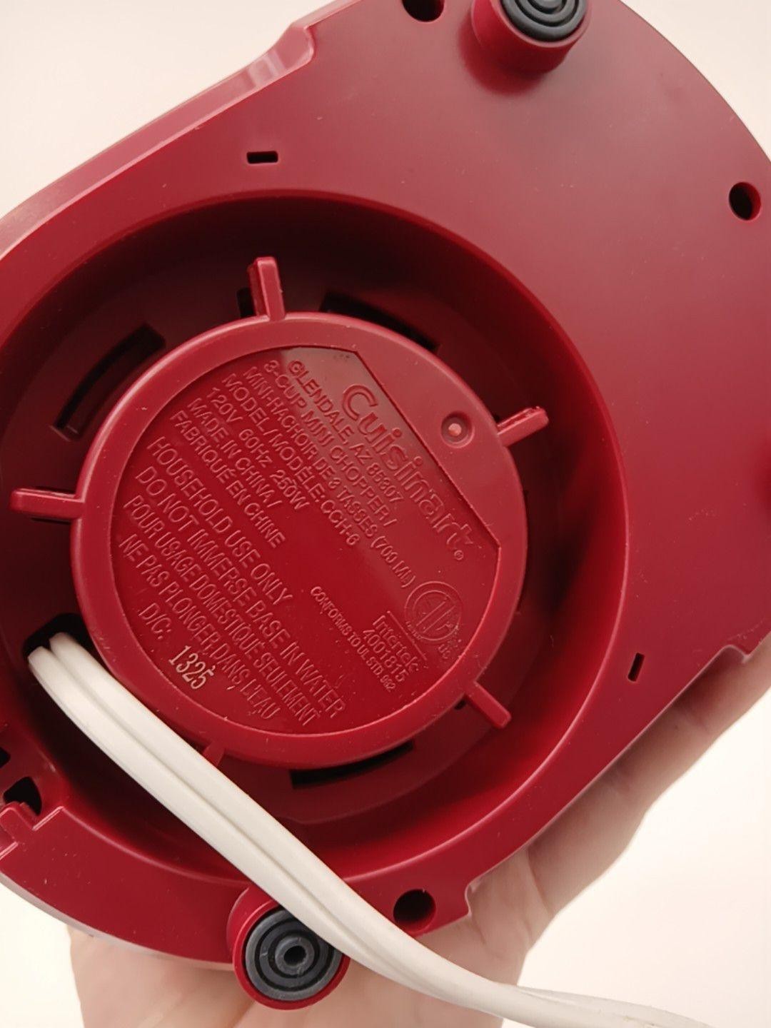 Cuisinart Red 3-Cup Mini Food Processor CCH-6 Series Chopper 2 Speeds Electric