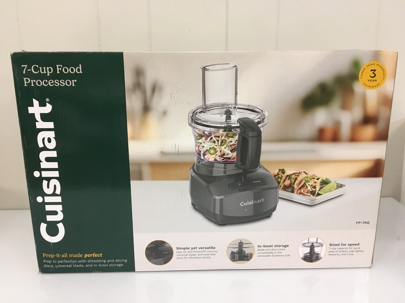 NEW Cuisinart 7 Cup Food Processor FP-7AG Gray w/ Blades