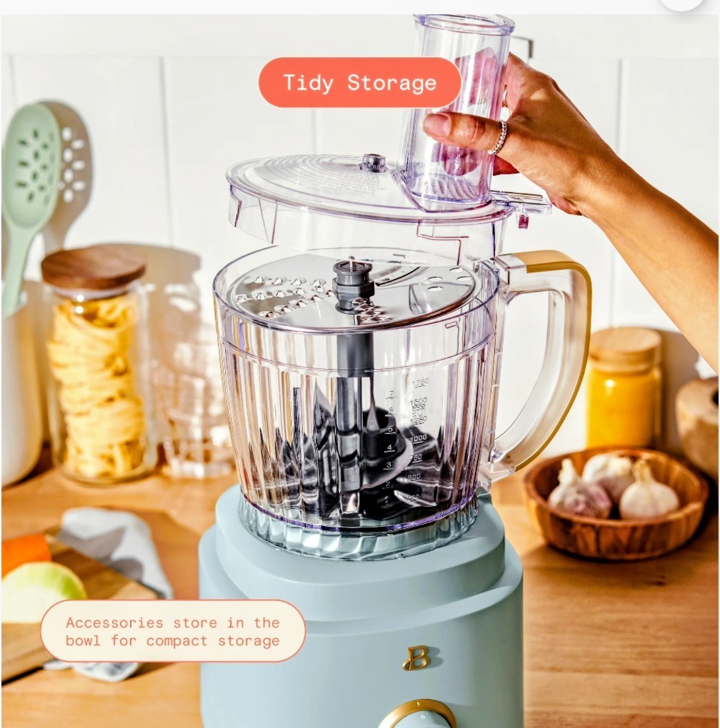 Beautiful 10-Cup Food Processor with Accessories, Hydrangea Blue by Drew…