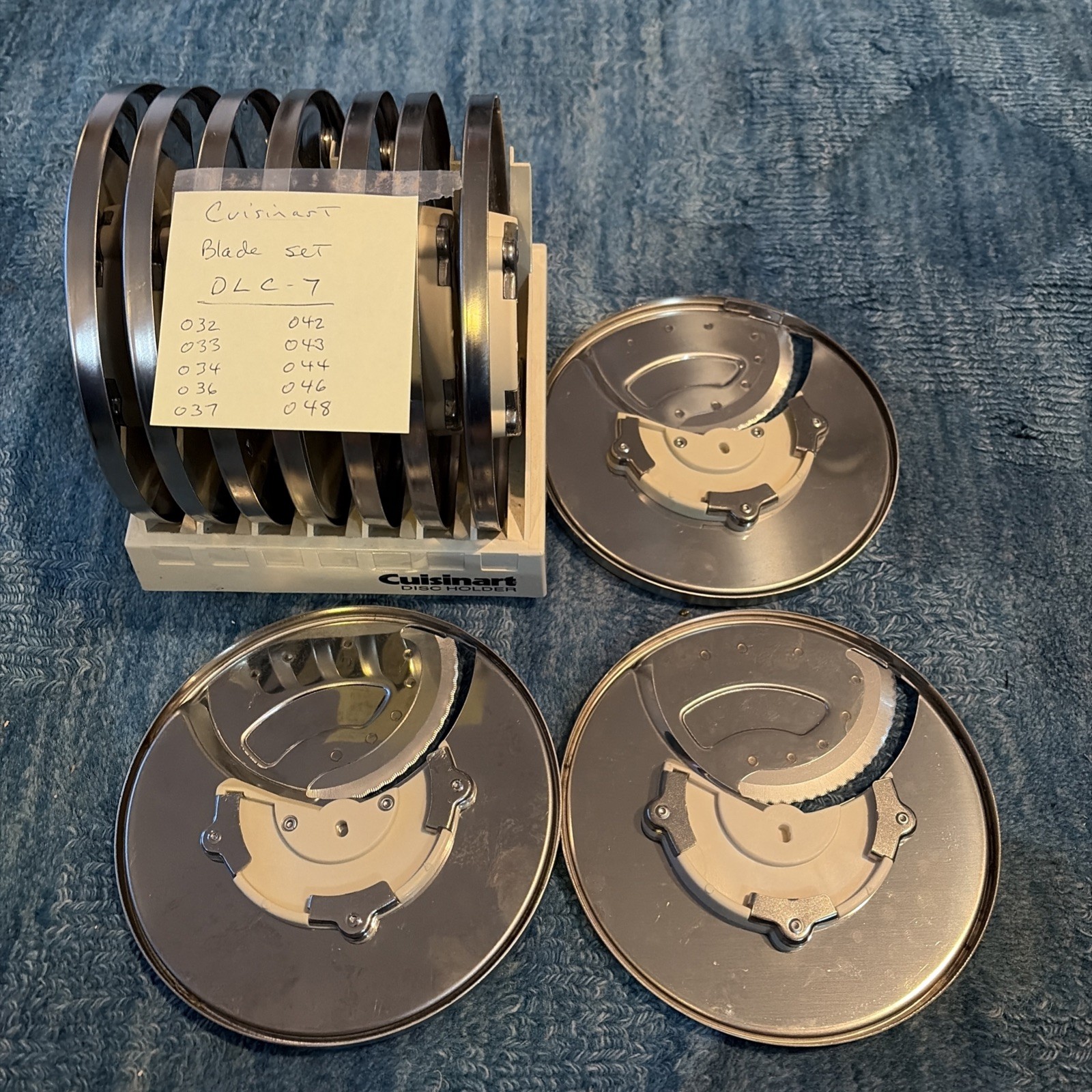 Cuisinart DLC-7 Food Processor Disc Blades (Set Of 10)Holder Made in Japan