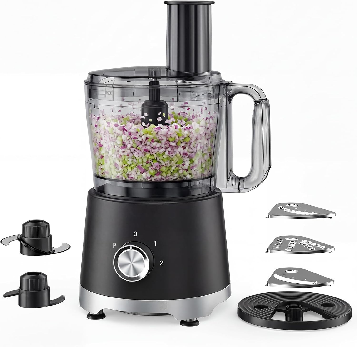 Food Processor 10.5 Cups, 600W Powerful Food Processors with 5 Blades, Dishwashe