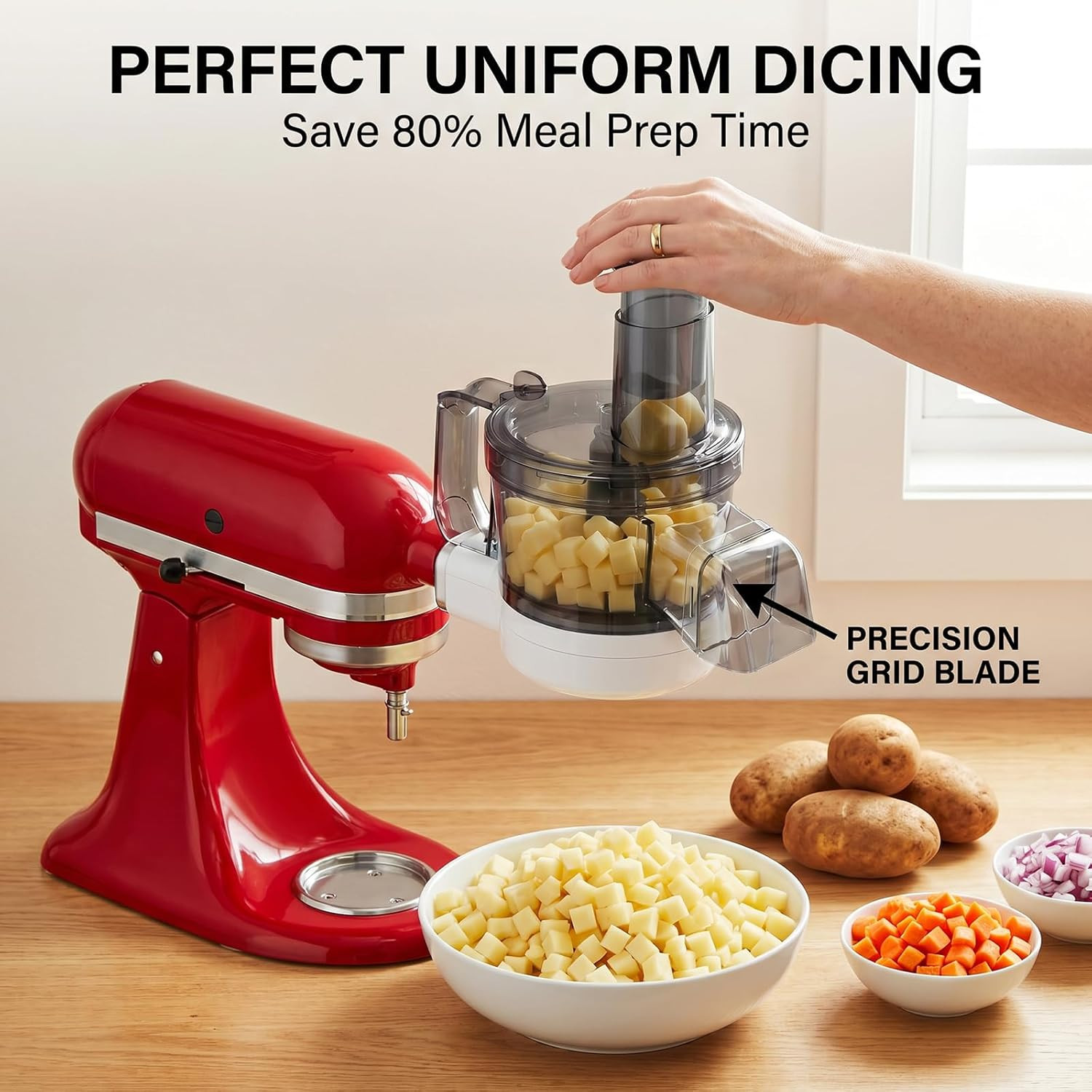 5-In-1 Food Processor Attachment for Kitchenaid, Multifunctional Chopper with Di