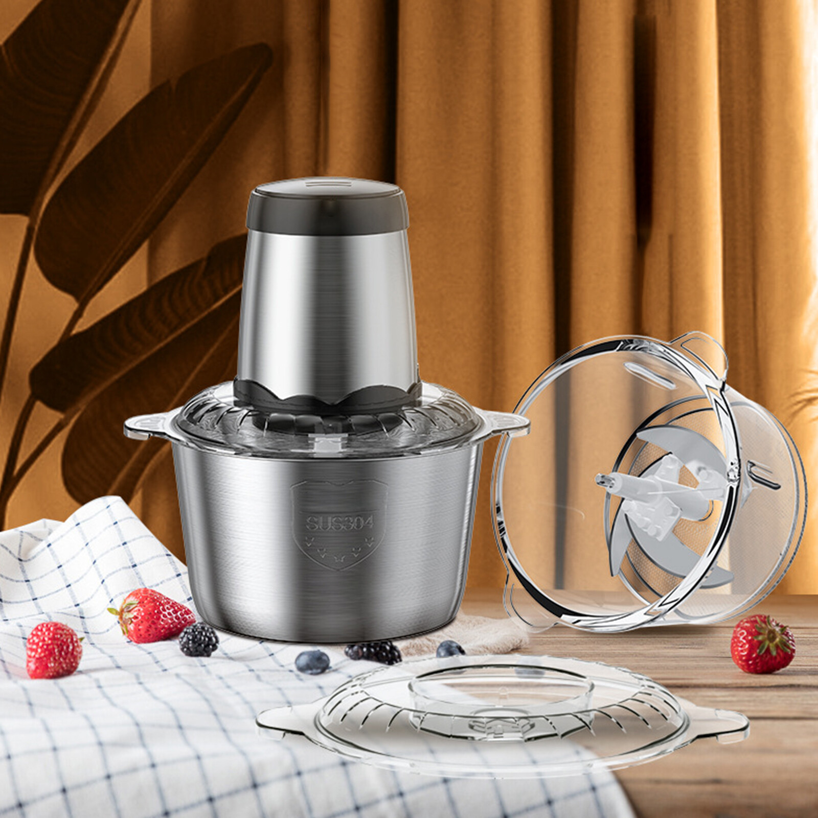 300W Electric Food Chopper Electric Stainless Steel Processor Meat Grinder Mixer