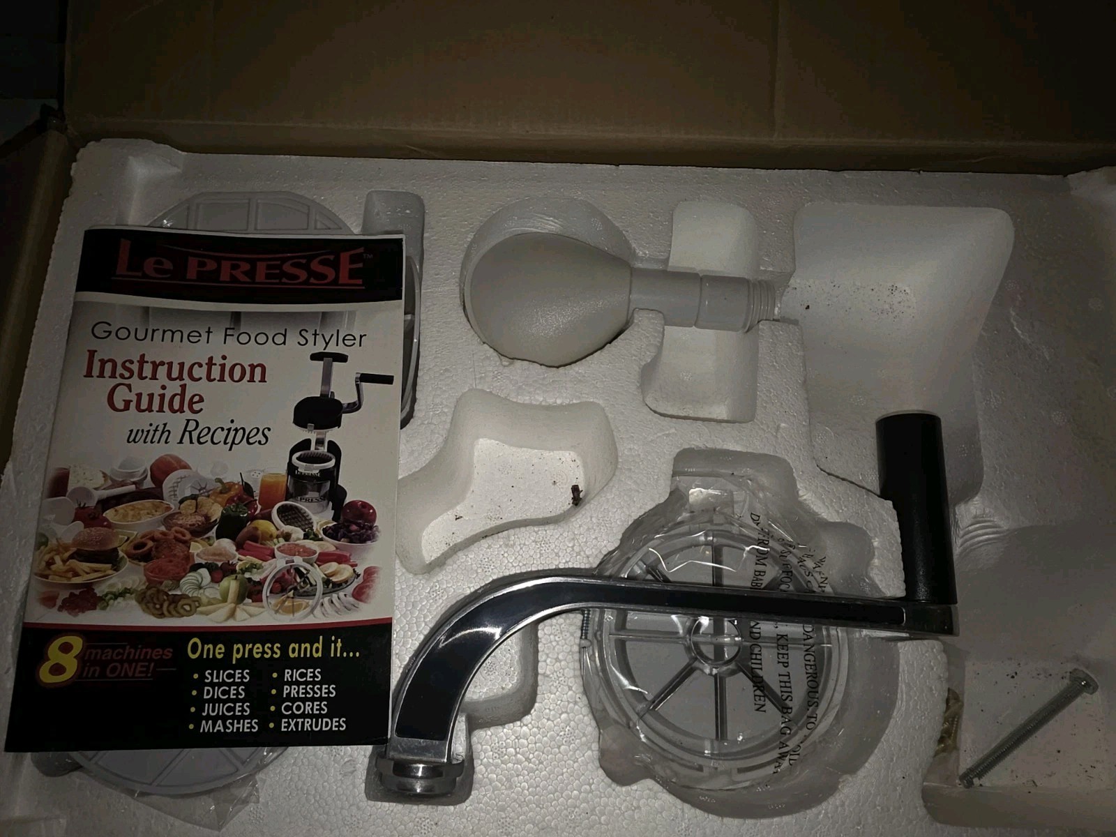 New Le Presse Gourmet Food Styler Slicer 8 in 1 Food Processor Prep Attachments