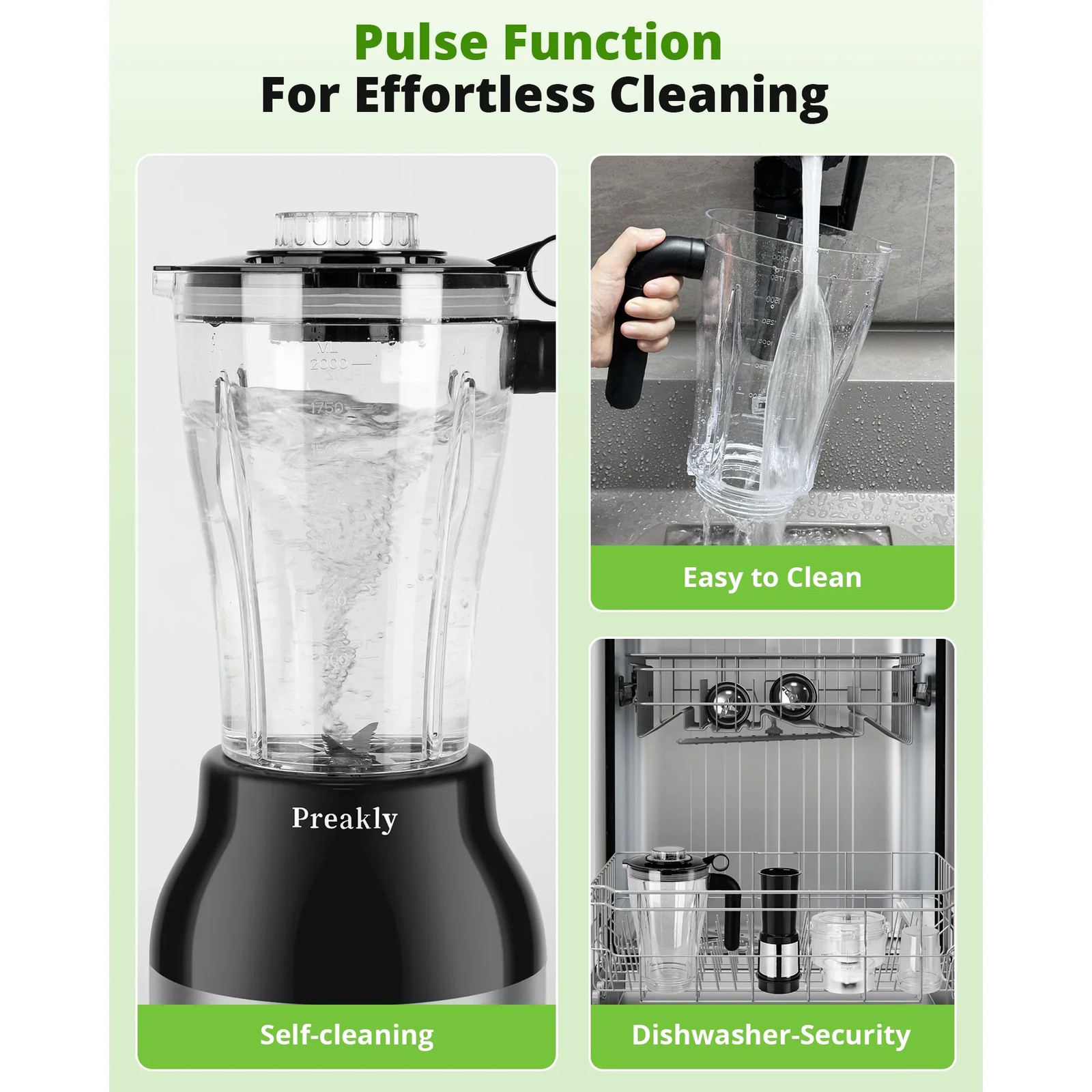 Preakly PR-006T Countertop Blender Food Processor Combo, 4 in 1 Kitchen Electric