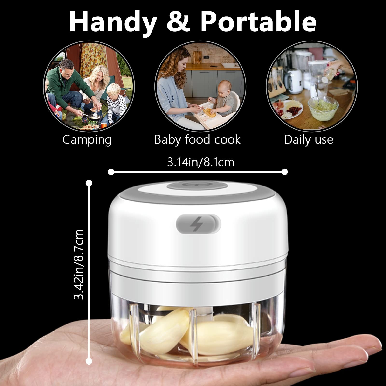 100ML Electric Mini Garlic Chopper USB Portable Small Food Processor Mincer