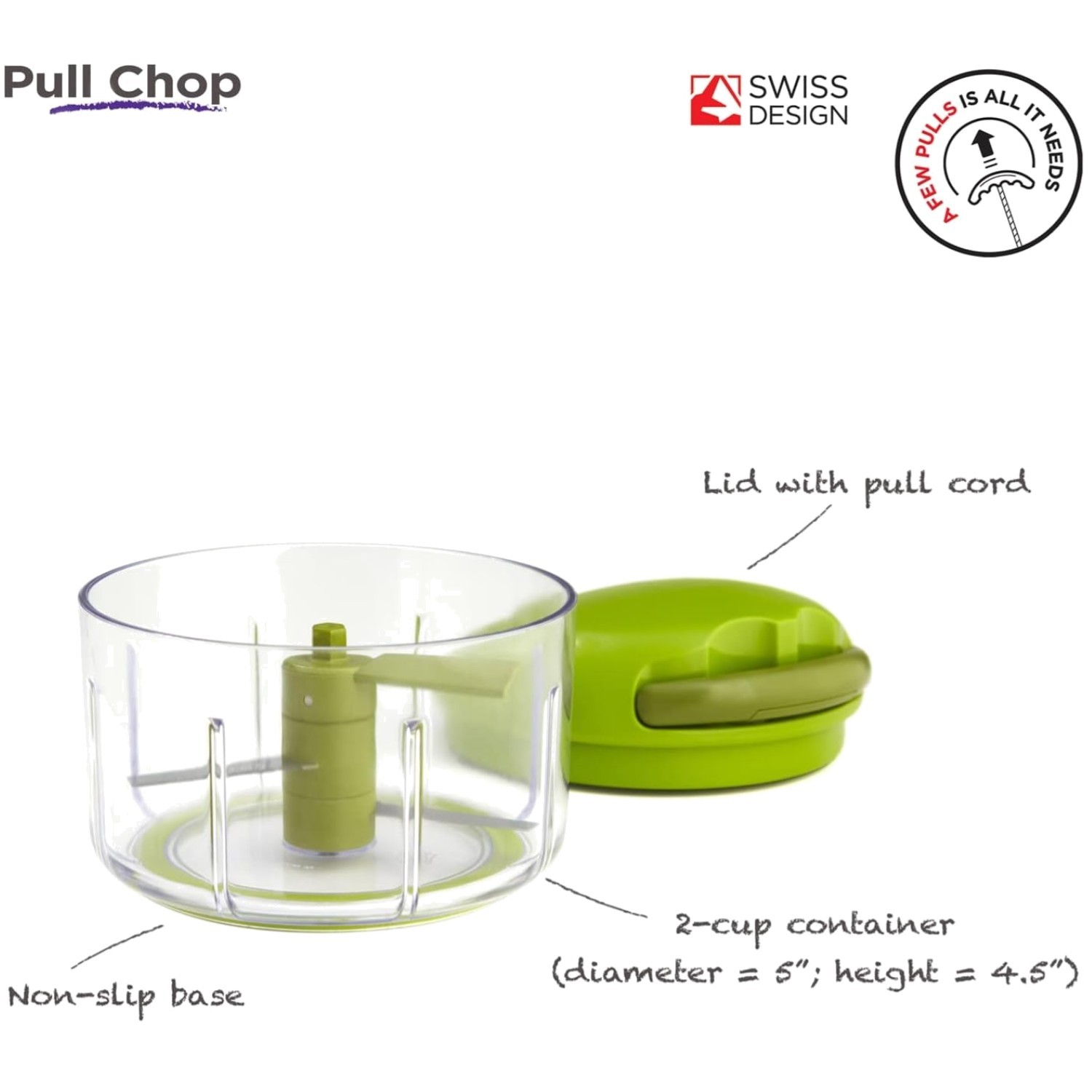 Effortless Manual Food Processor – 2-Cup Capacity