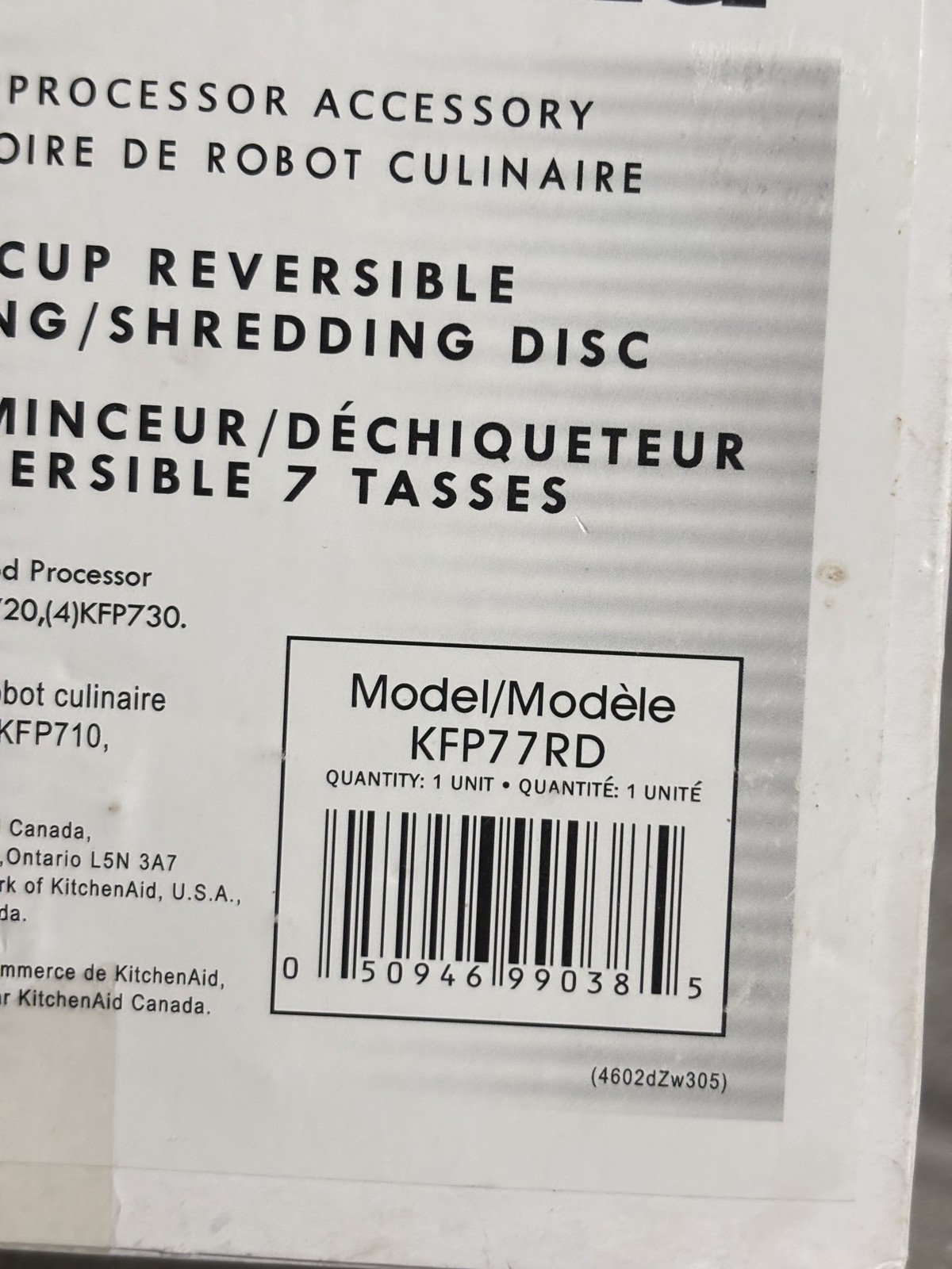 KitchenAid 7-Cup Reversible Slicing Shredding Disc Food Processor KFP77RD