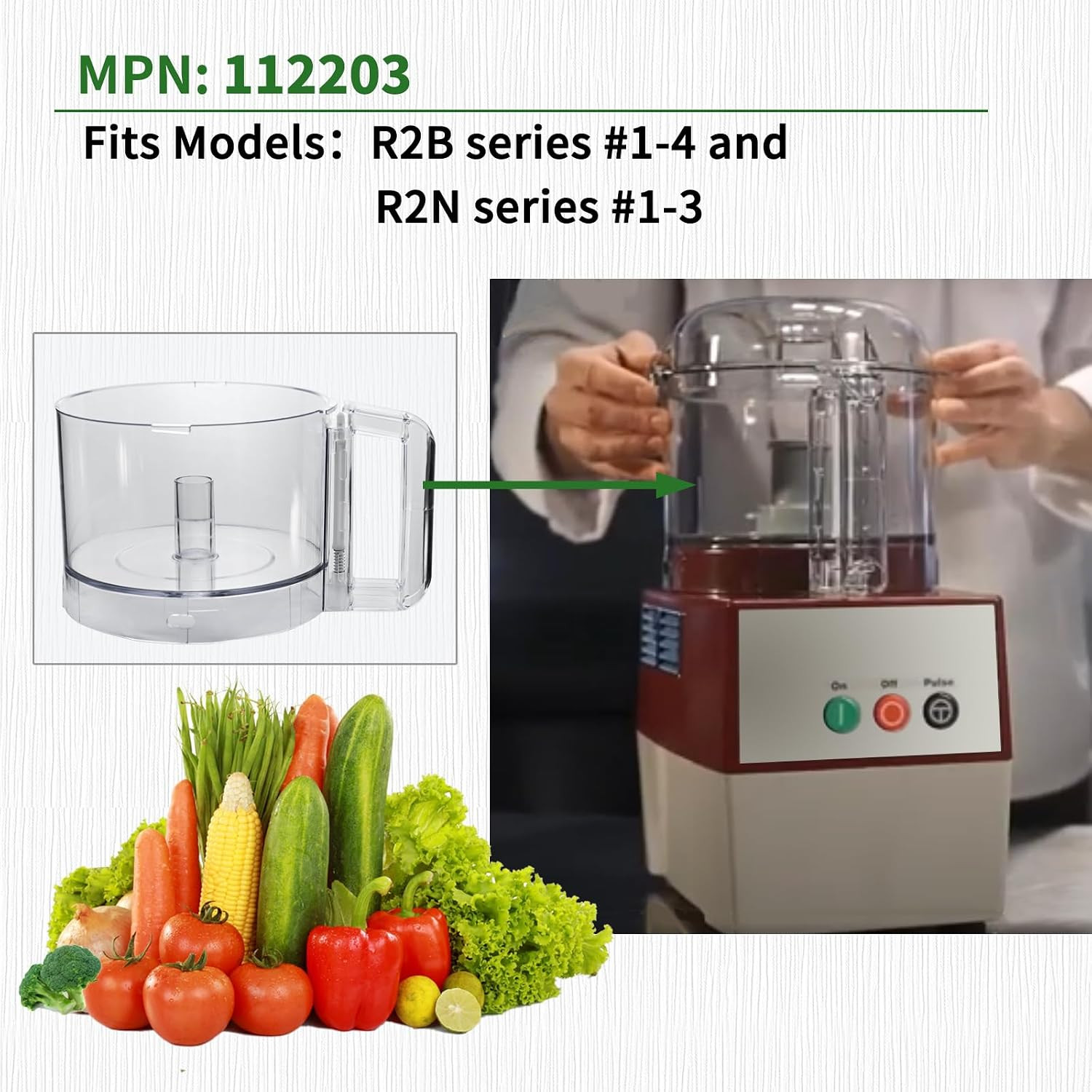 112203 Food Processor Bowl 3 Quart Compatible with Robot Coupe R2 Work Bowl | Fo