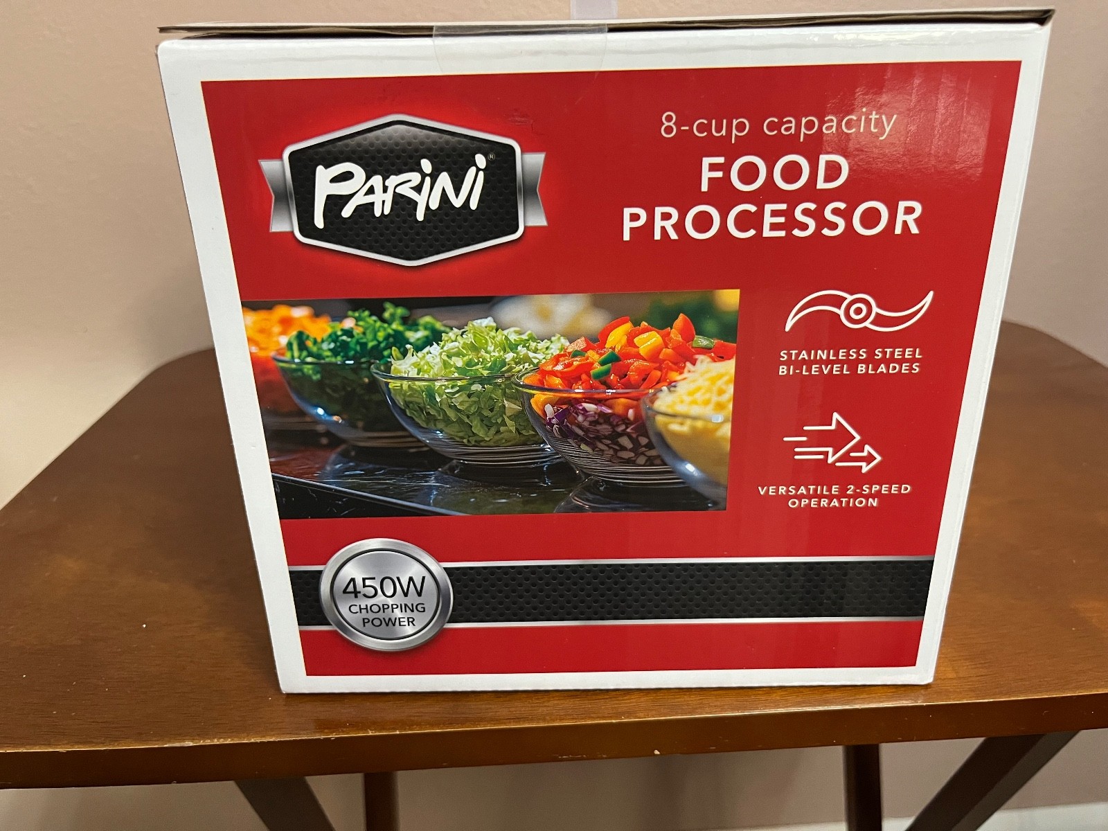 Parini 8 Cup 2 Speed Food Processor New In Box Stainless Steel Blades