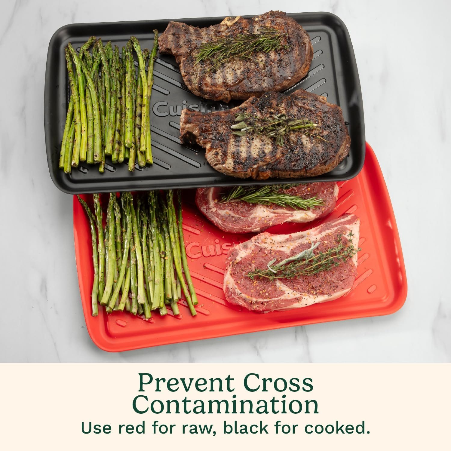 Grilling Prep & Serve Trays, 17X10.5 Inch BBQ Tray Safe for Food Handling, 2 Dis