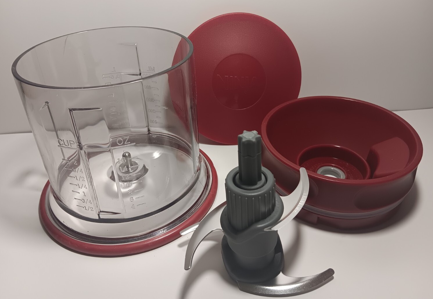 Ninja Master Prep QB1004 16 oz Food Processor Bowl with Lid & 2 Blades – Red