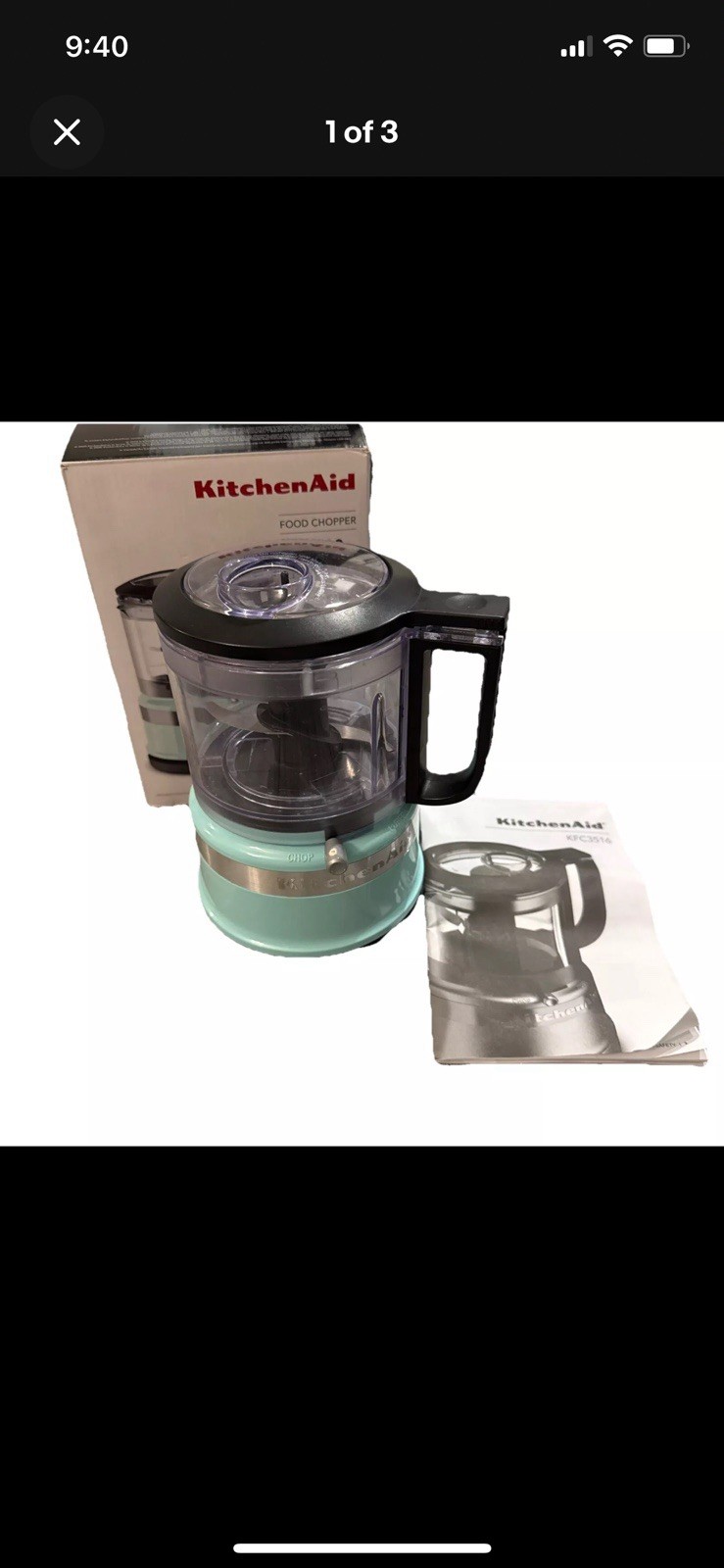 KitchenAid KFC3516IC 3.5 Cup FOOD CHOPPER in ICE BLUE Color WORKS GREAT!