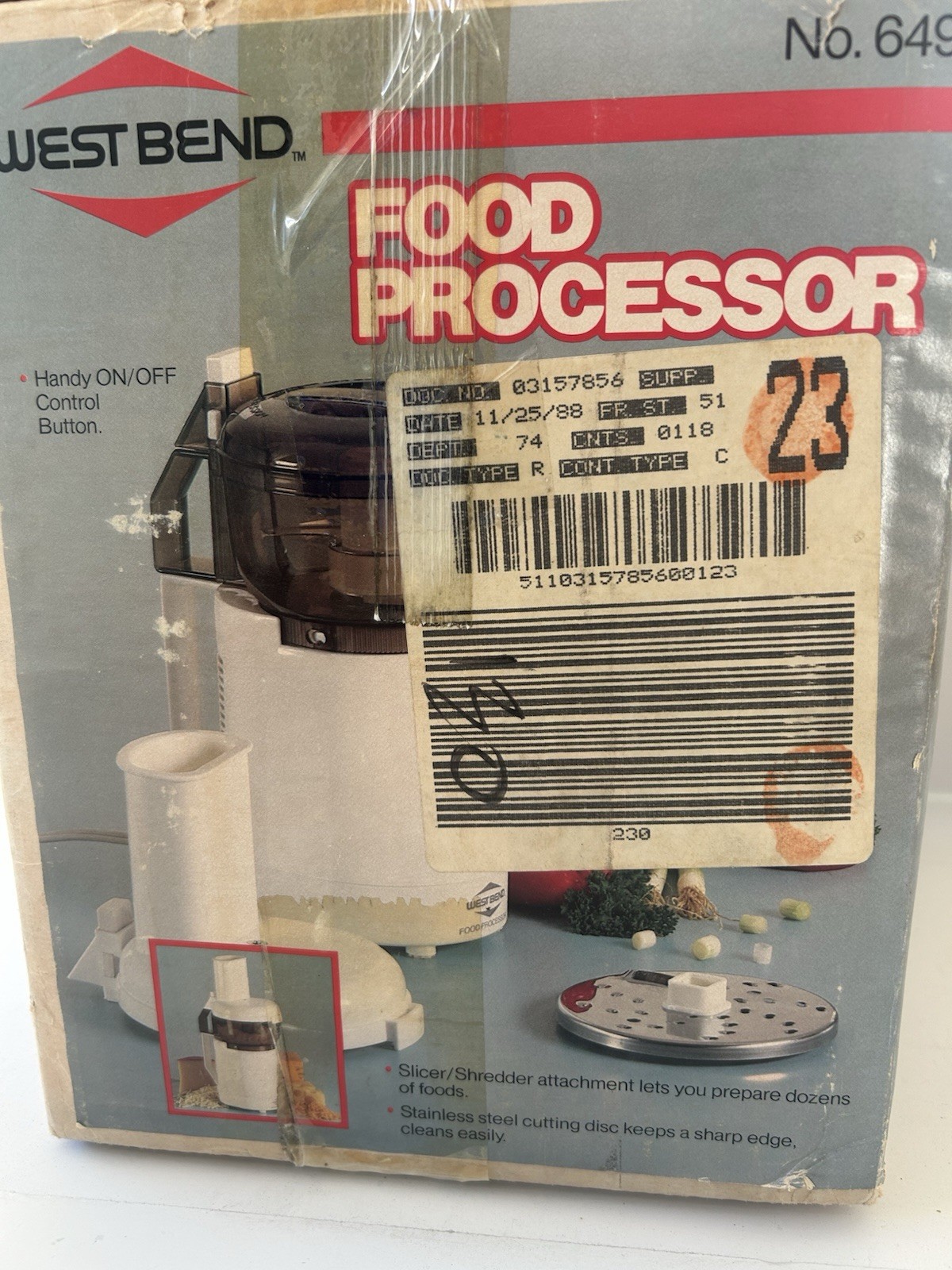 Vintage West Bend Small Food Processor No. 6491 Open Box