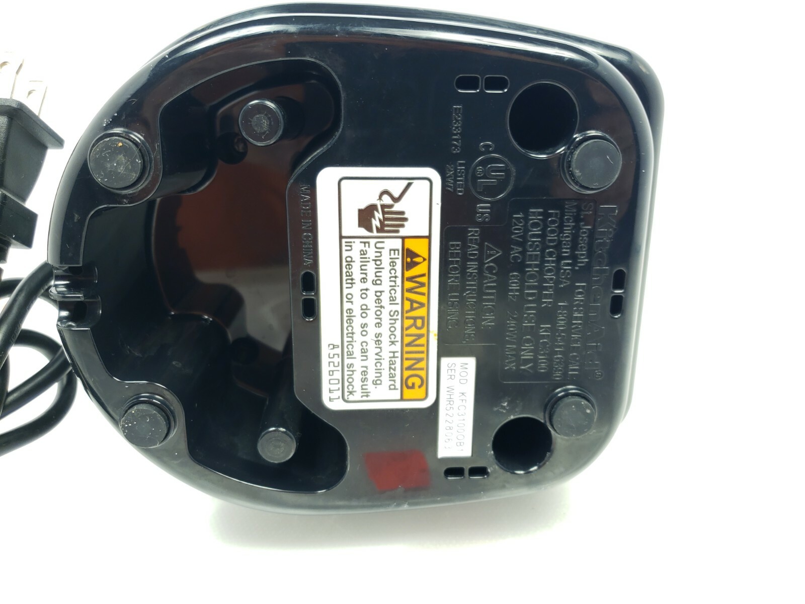 KitchenAid Chefs Chopper Food Processor Base Motor Black KFC3100OB1 8.F4