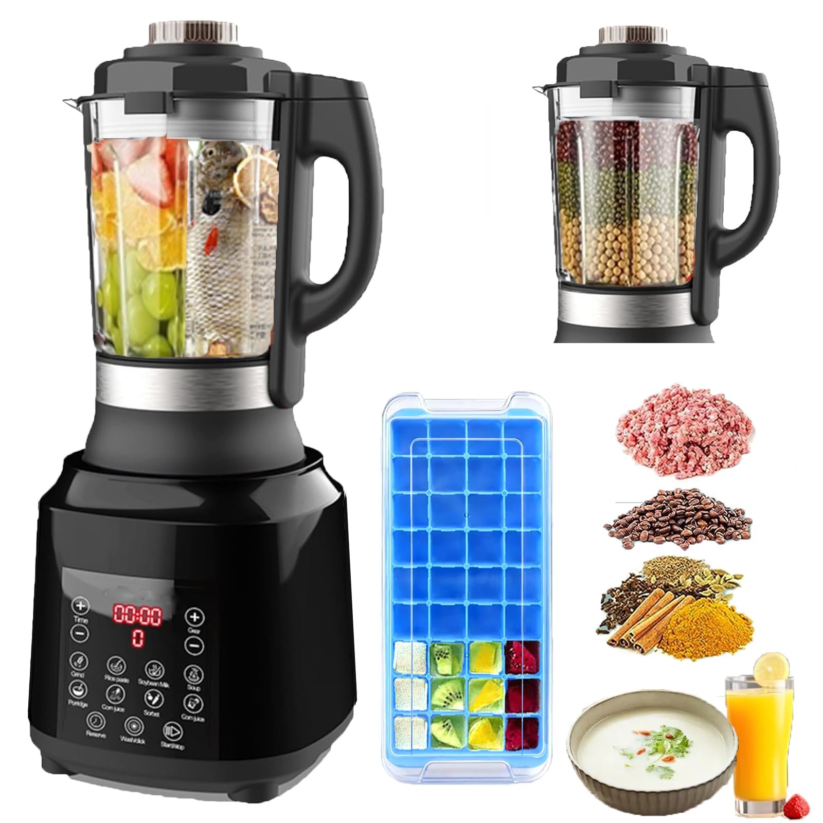 Food Processor Blender Combo, 60oz 1200W All-in-One Kitchen Machine
