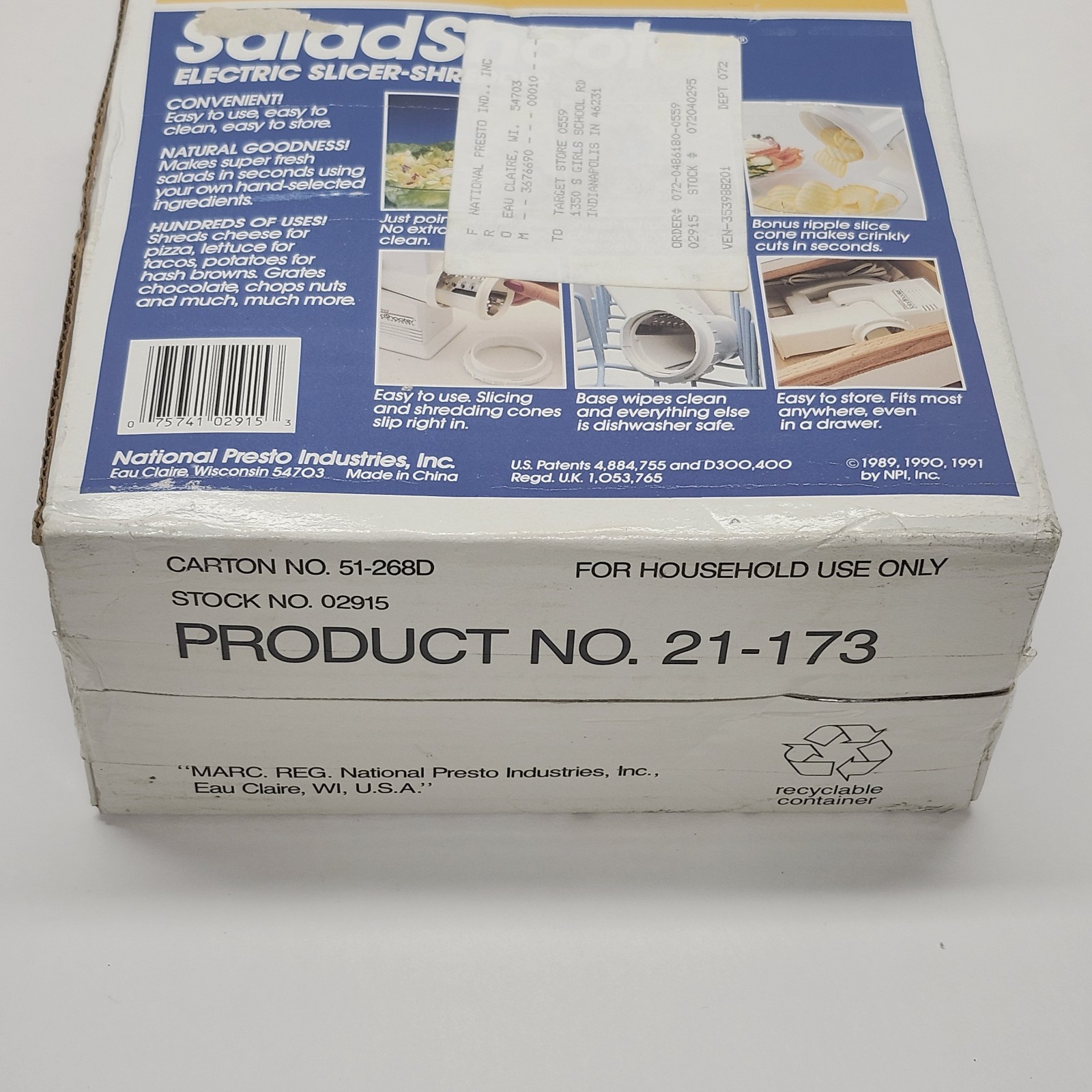 Vintage Presto Professional Salad Shooter Plus Slicer Shredder 1994 New In Box