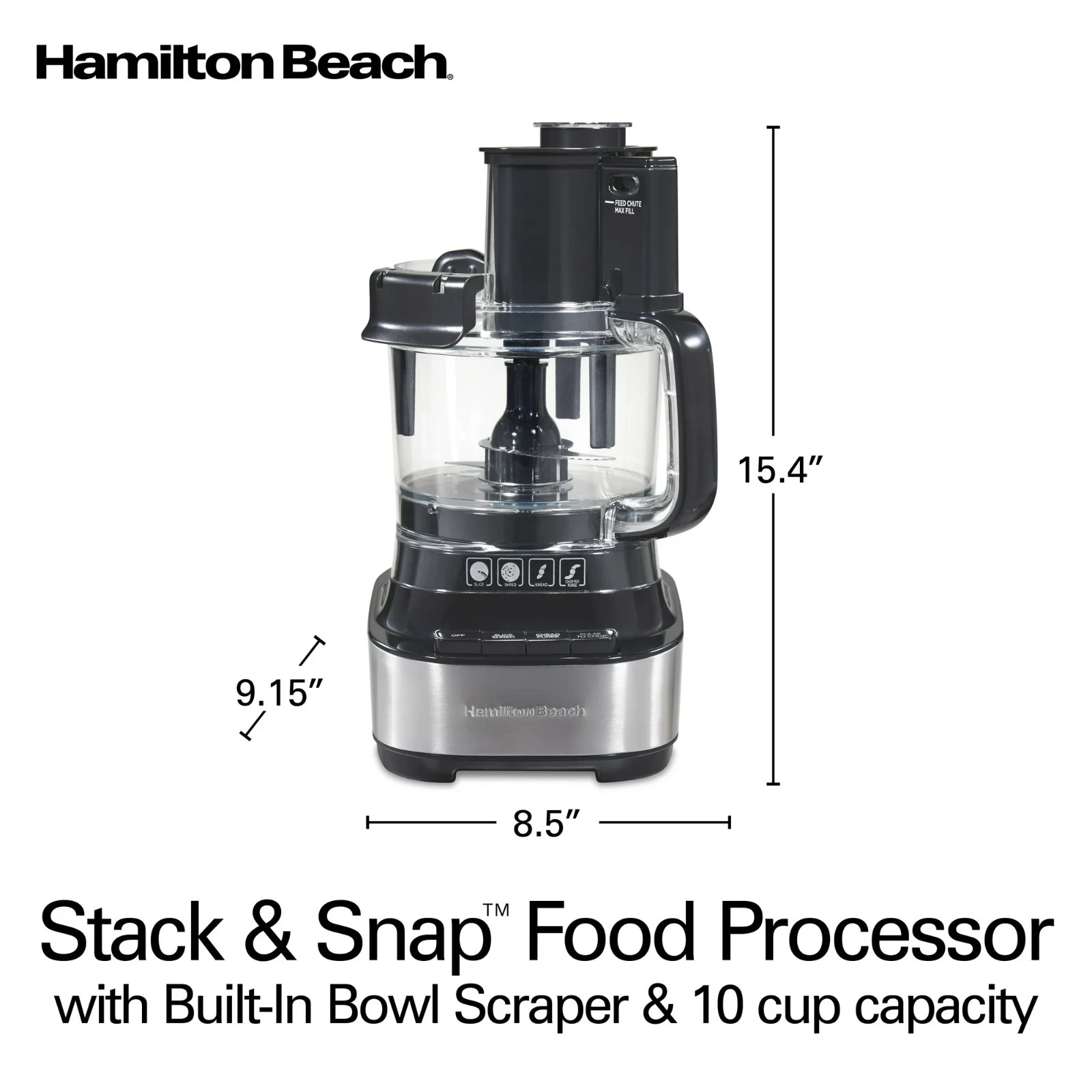 Hamilton Beach Stack & Snap Food Processor with Bowl Scraper, 10 Cup Capacity, B